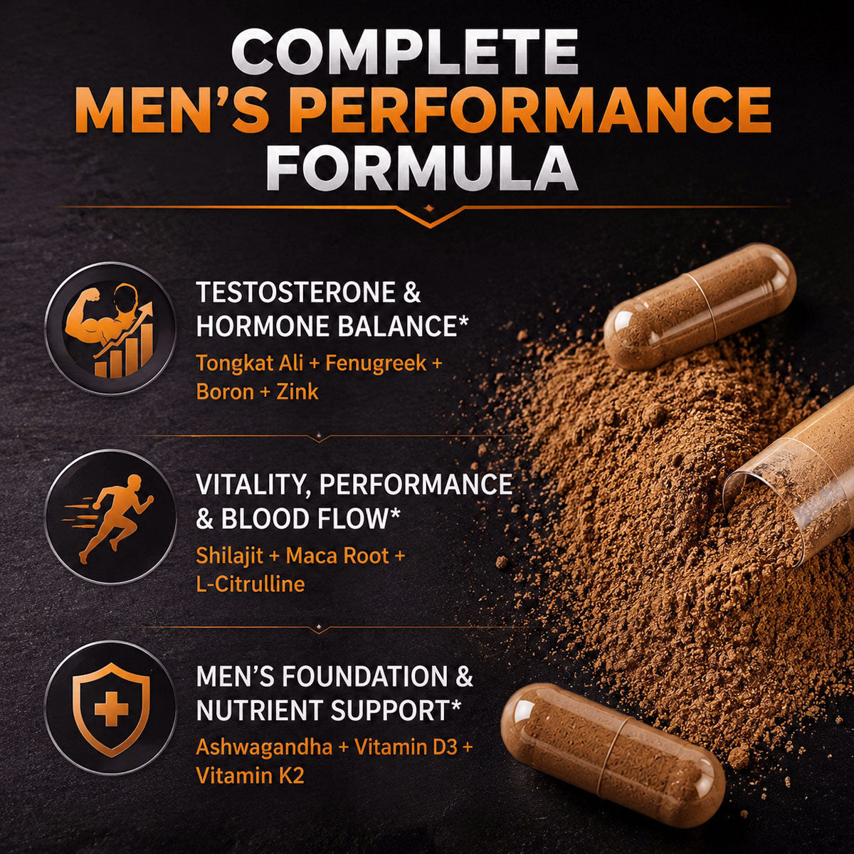 Testosterone Supplement For Men With Fenugreek, Tongkat Ali, Shilajit & Boron Support Vitality, Energy & Muscle 90 Capsules
