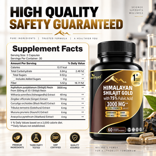 Shilajit Capsules, Ashwagandha, Gokshura, 85 Trace Minerals, High Potency Gold Grade Himalayan Shilajit Supplements, 60 Capsules For Women And Men
